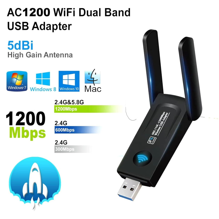 Scheda di rete wireless USB 3.0 dual band 1200Mbps WiFi