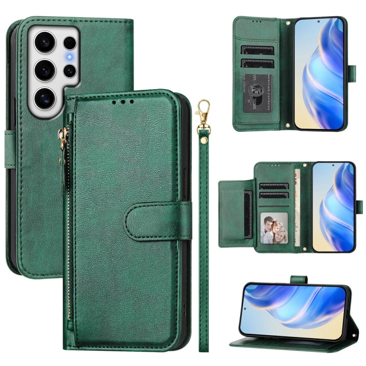 Custodia portafoglio in pelle con cerniera per Galaxy S25 Ultra 5