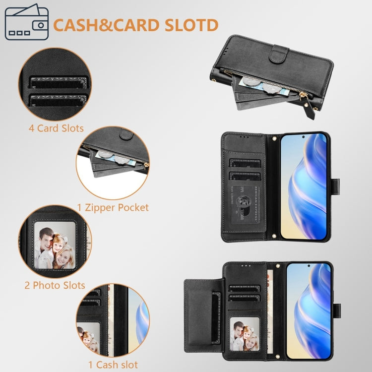 Custodia portafoglio in pelle con cerniera per Galaxy S25 Ultra 5