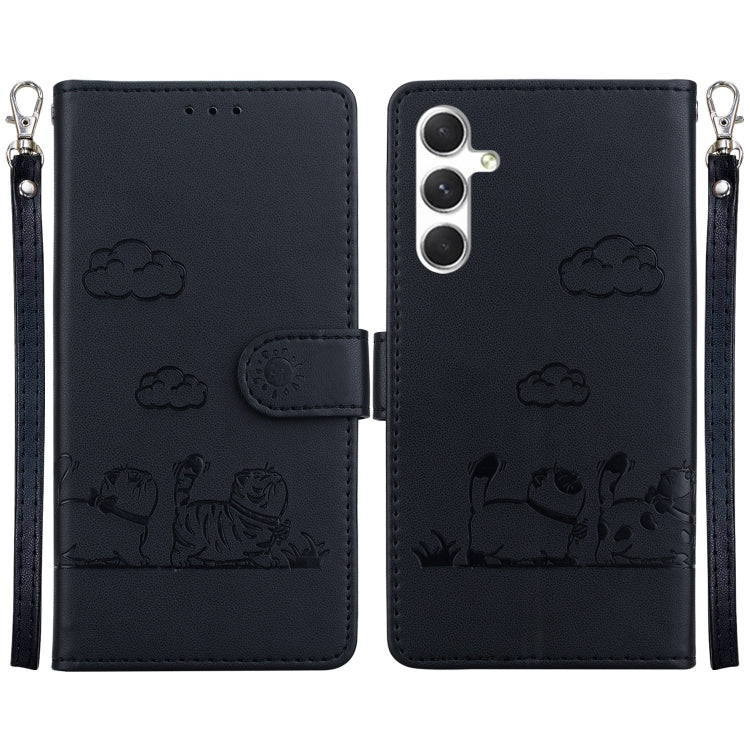 Custodia per telefono in pelle RFID con simpatici gatti, For Samsung Galaxy S24+ 5G, For Samsung Galaxy S24 5G, For Samsung Galaxy S23 FE 5G, For Samsung Galaxy S23 Ultra 5G
