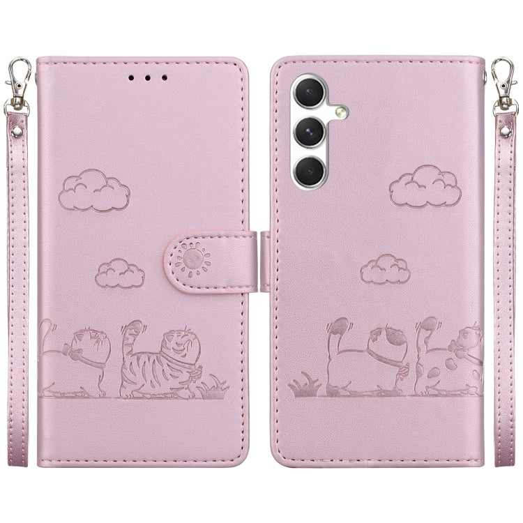 Custodia per telefono in pelle RFID con simpatici gatti, For Samsung Galaxy S24+ 5G, For Samsung Galaxy S24 5G, For Samsung Galaxy S23 FE 5G, For Samsung Galaxy S23 Ultra 5G