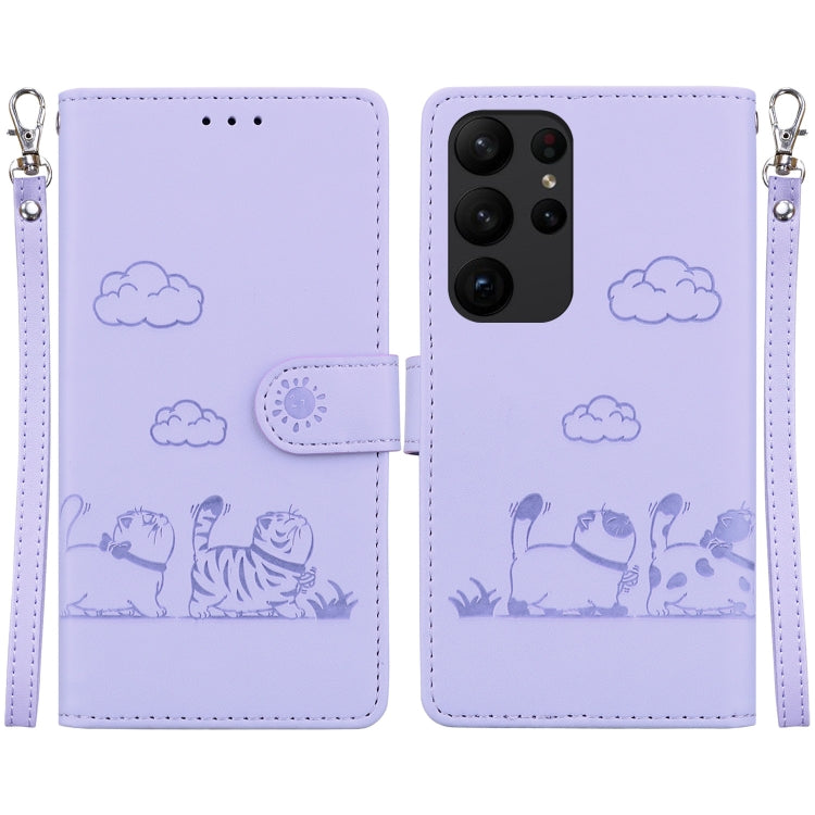 Custodia per telefono in pelle RFID con simpatici gatti, For Samsung Galaxy S24+ 5G, For Samsung Galaxy S24 5G, For Samsung Galaxy S23 FE 5G, For Samsung Galaxy S23 Ultra 5G