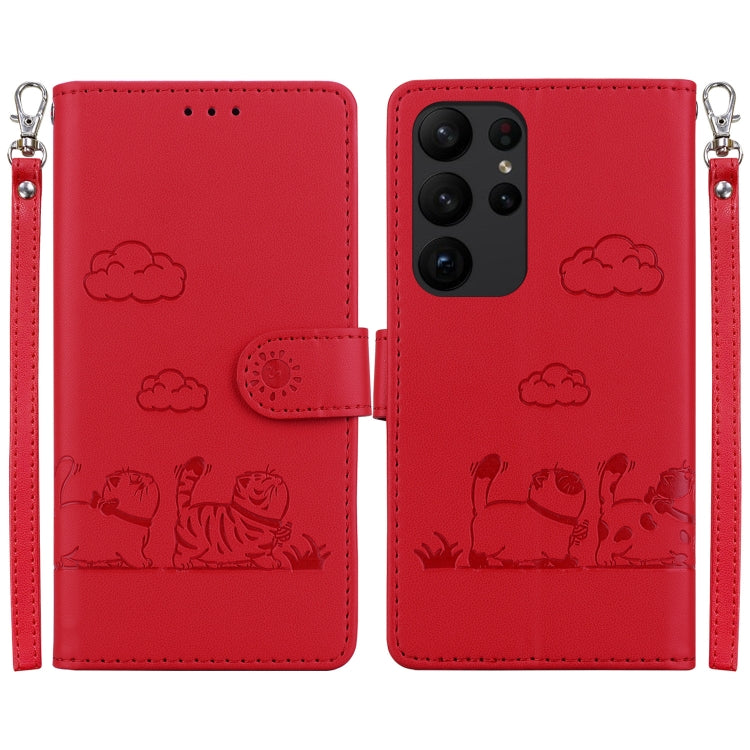 Custodia per telefono in pelle RFID con simpatici gatti, For Samsung Galaxy S24+ 5G, For Samsung Galaxy S24 5G, For Samsung Galaxy S23 FE 5G, For Samsung Galaxy S23 Ultra 5G