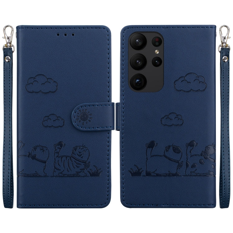 Custodia per telefono in pelle RFID con simpatici gatti, For Samsung Galaxy S24+ 5G, For Samsung Galaxy S24 5G, For Samsung Galaxy S23 FE 5G, For Samsung Galaxy S23 Ultra 5G