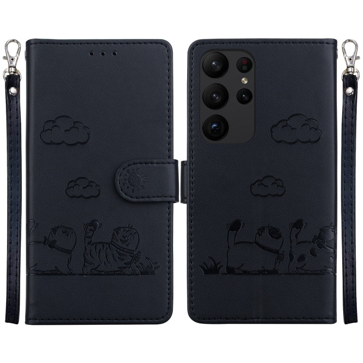 Custodia per telefono in pelle RFID con simpatici gatti, For Samsung Galaxy S24+ 5G, For Samsung Galaxy S24 5G, For Samsung Galaxy S23 FE 5G, For Samsung Galaxy S23 Ultra 5G