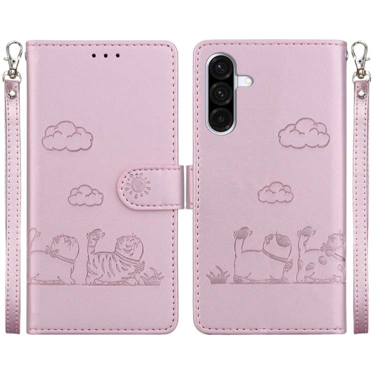 Custodia per telefono in pelle RFID con simpatici gatti, For Samsung Galaxy A56 5G, For Samsung Galaxy A26 5G, For Samsung Galaxy A16 5G, For Samsung Galaxy A55 5G