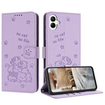 Custodia in pelle per telefono con gattino in rilievo e cordino, For Samsung Galaxy A15 4G / 5G, For Samsung Galaxy A55 5G, For Samsung Galaxy A35 5G, For Samsung Galaxy A05 4G