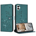 Custodia in pelle per telefono con gattino in rilievo e cordino, For Samsung Galaxy A15 4G / 5G, For Samsung Galaxy A55 5G, For Samsung Galaxy A35 5G, For Samsung Galaxy A05 4G
