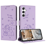 Custodia in pelle per telefono con gattino in rilievo e cordino, For Samsung Galaxy A15 4G / 5G, For Samsung Galaxy A55 5G, For Samsung Galaxy A35 5G, For Samsung Galaxy A05 4G
