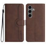 Custodia in pelle con motivo a cuore per Samsung Galaxy S25 FE, S25, S25+ e S25