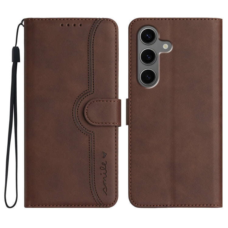 Custodia in pelle con motivo a cuore per Samsung Galaxy S25 FE, S25, S25+ e S25