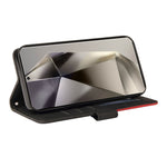 Custodia in pelle bicolore con cerniera per Galaxy S25 Ultra 5G