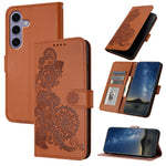 Custodia in pelle con stampa fiori di Datura per Samsung Galaxy S26, S25 FE e