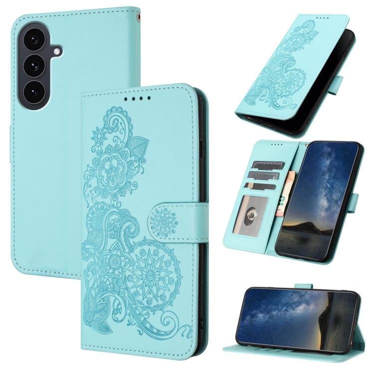 Custodia in pelle con stampa fiori di Datura per Samsung Galaxy S26, S25 FE e