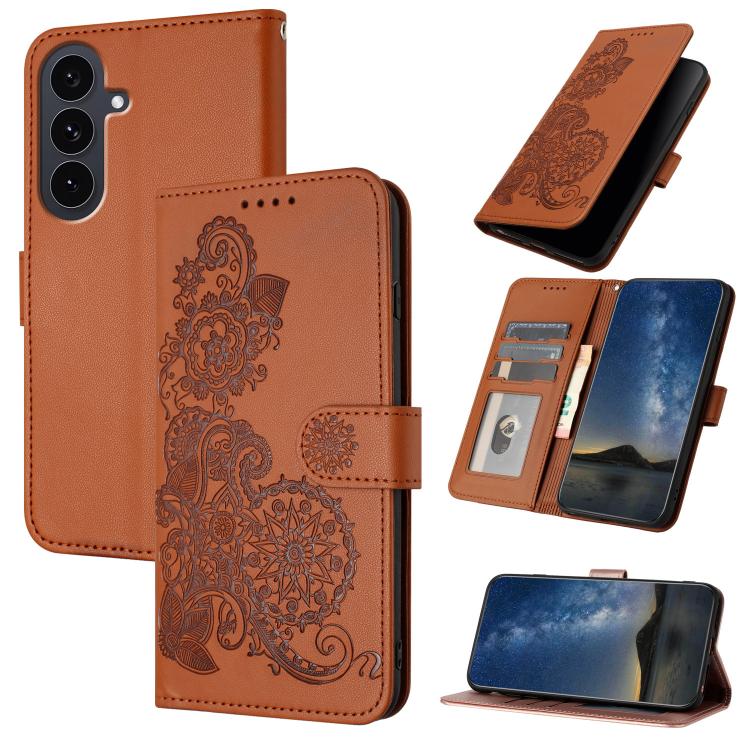 Custodia in pelle con stampa fiori di Datura per Samsung Galaxy S26, S25 FE e