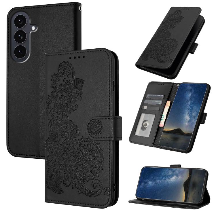 Custodia in pelle con stampa fiori di Datura per Samsung Galaxy S26, S25 FE e