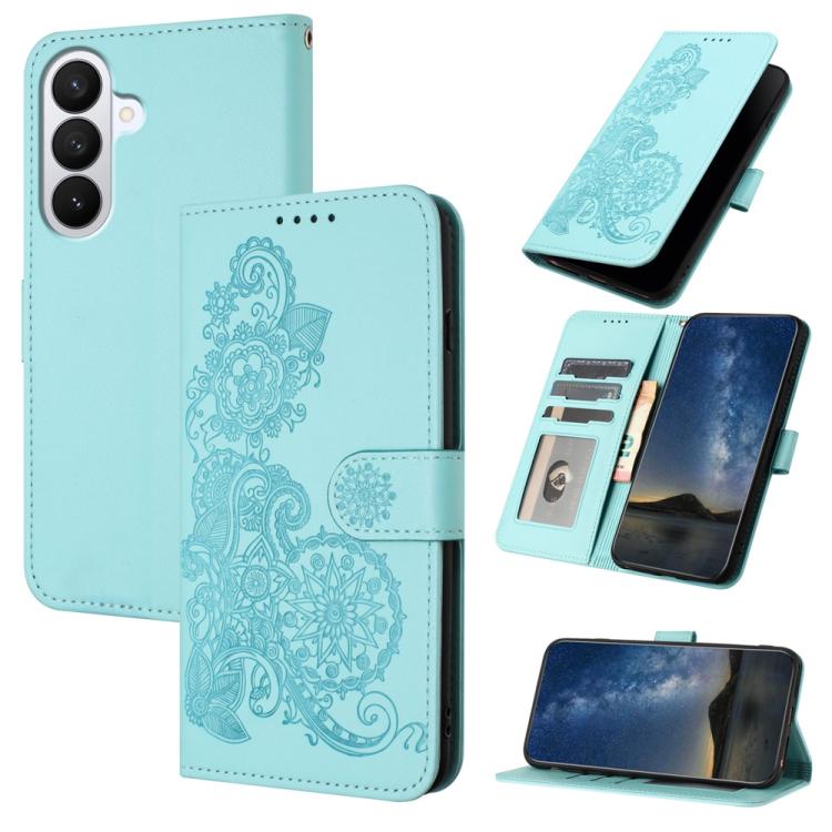Custodia in pelle con stampa fiori di Datura per Samsung Galaxy S26, S25 FE e