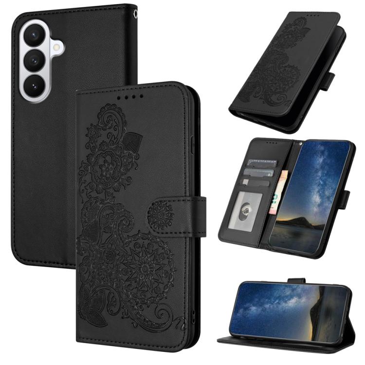 Custodia in pelle con stampa fiori di Datura per Samsung Galaxy S26, S25 FE e