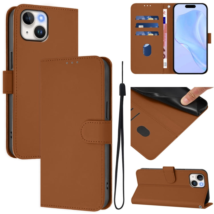 Custodia per telefono in pelle tinta unita effetto pelle con cordino, For iPhone 13 mini