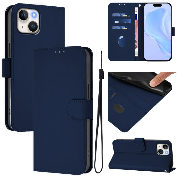 Custodia per telefono in pelle tinta unita effetto pelle con cordino, For iPhone 13 mini