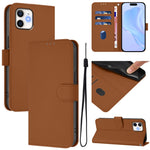 Custodia per telefono in pelle tinta unita effetto pelle con cordino, For iPhone 11