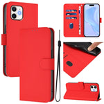 Custodia per telefono in pelle tinta unita effetto pelle con cordino, For iPhone 11