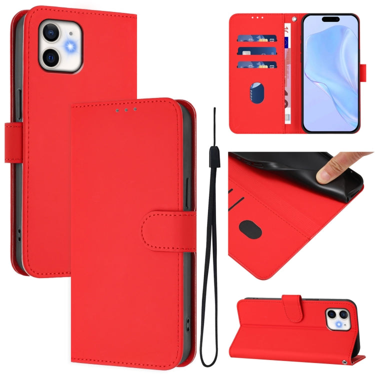 Custodia per telefono in pelle tinta unita effetto pelle con cordino, For iPhone 11