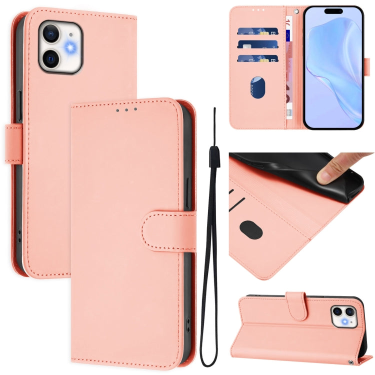 Custodia per telefono in pelle tinta unita effetto pelle con cordino, For iPhone 11