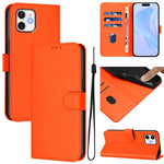 Custodia per telefono in pelle tinta unita effetto pelle con cordino, For iPhone 11