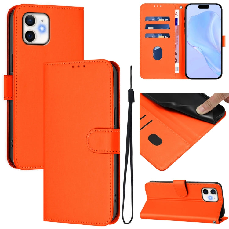 Custodia per telefono in pelle tinta unita effetto pelle con cordino, For iPhone 11