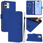 Custodia per telefono in pelle tinta unita effetto pelle con cordino, For iPhone 11