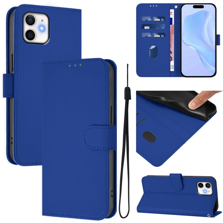 Custodia per telefono in pelle tinta unita effetto pelle con cordino, For iPhone 11