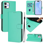 Custodia per telefono in pelle tinta unita effetto pelle con cordino, For iPhone 11