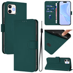 Custodia per telefono in pelle tinta unita effetto pelle con cordino, For iPhone 11