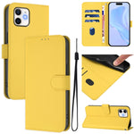 Custodia per telefono in pelle tinta unita effetto pelle con cordino, For iPhone 11