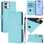 Custodia per telefono in pelle tinta unita effetto pelle con cordino, For iPhone 11