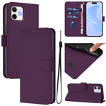 Custodia per telefono in pelle tinta unita effetto pelle con cordino, For iPhone 11