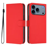 Custodia per telefono in pelle tinta unita effetto pelle con cordino, For iPhone 17e / 16e