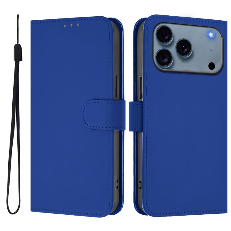 Custodia per telefono in pelle tinta unita effetto pelle con cordino, For iPhone 17 Pro Max