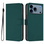 Custodia per telefono in pelle tinta unita effetto pelle con cordino, For iPhone 17 Pro Max
