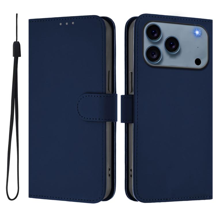 Custodia per telefono in pelle tinta unita effetto pelle con cordino, For iPhone 17 Pro Max