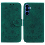 Custodia in pelle goffrata con farfalla e rosa per Samsung Galaxy S26+, S26