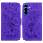 Custodia in pelle goffrata con farfalla e rosa per Samsung Galaxy S26+, S26