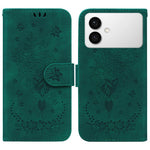 Custodia in pelle goffrata con farfalla e rosa per Samsung Galaxy S26+, S26