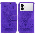 Custodia in pelle goffrata con farfalla e rosa per Samsung Galaxy S26+, S26
