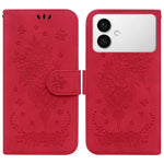 Custodia in pelle goffrata con farfalla e rosa per Samsung Galaxy S26+, S26