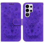 Custodia in pelle goffrata con farfalla e rosa per Samsung Galaxy S26+, S26