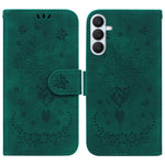 Custodia in pelle goffrata con farfalla e rosa per Samsung Galaxy S26+, S26