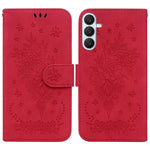 Custodia in pelle goffrata con farfalla e rosa per Samsung Galaxy S26+, S26
