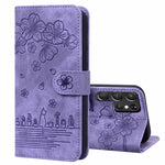 Custodia pelle goffrata con gatto Sakura per Samsung Galaxy S25 Ultra, S24 FE